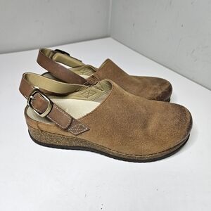 Dansko Women's Merrin Mules Clogs Sling Back Tan Brown Distressed 40 9.5 10